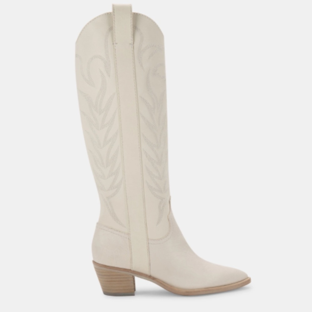 NWT DOLCE VITA SOLEI - WHITE LEATHER - TALL WESTERN BOOT